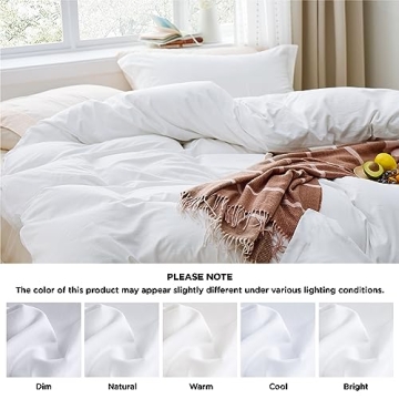 Bedsure White Oversized Queen Duvet Cover Set for All