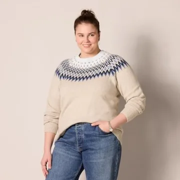 Amazon Essentials Cozy Women's Crewneck Sweater in Fair Isle Style