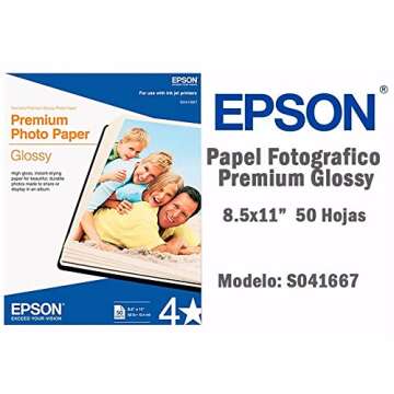 Epson Premium Photo Paper GLOSSY (8.5x11 Inches, 50 Sheets) for Stunning Prints