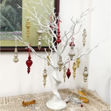 Hand-Blown Silver Glass Christmas Ornaments 9 Piece Set