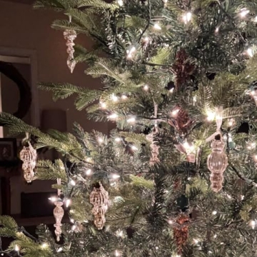 Hand-Blown Silver Glass Christmas Ornaments 9 Piece Set