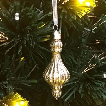 Hand-Blown Silver Glass Christmas Ornaments 9 Piece Set