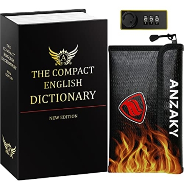 Dictionary Diversion Book Safe with Combination Lock and Fireproof Money Bag, ANZAKY Dictionary Stor...