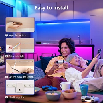 Lepro 50ft LED Strip Lights - Colorful Ambiance for Any Space