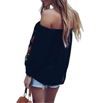 Mexican Shirts Women Mexican Embroidered Shirt Traditional Outfit Ethnic Style Boho Floral Embroider...