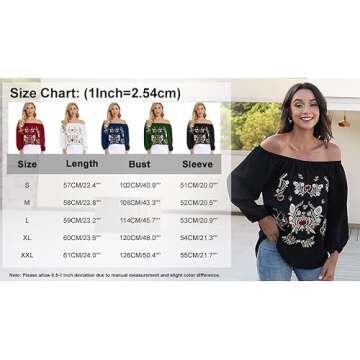 Mexican Shirts Women Mexican Embroidered Shirt Traditional Outfit Ethnic Style Boho Floral Embroidery Western Tops Black