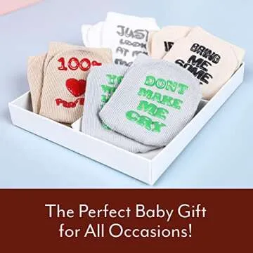 Baby Socks Gift Set - Unique Baby Shower Gifts - Non Slip Socks by Mommachi - Baby Boy Gifts Baby Girl Gifts (0-12 Months)