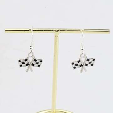 Race Charm Earring Race Day Gift Car Racing Gift Drag Racing Gift Race Earrings (Race Charm Earring)