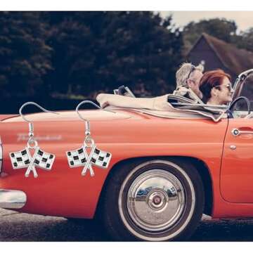 Race Charm Earring Race Day Gift Car Racing Gift Drag Racing Gift Race Earrings (Race Charm Earring)