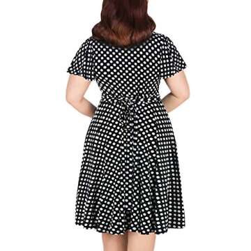 Nemidor Women's V-Neckline Stretchy Casual Midi Plus Size Bridesmaid Vintage Dress NEM073 (26,Black Dot)