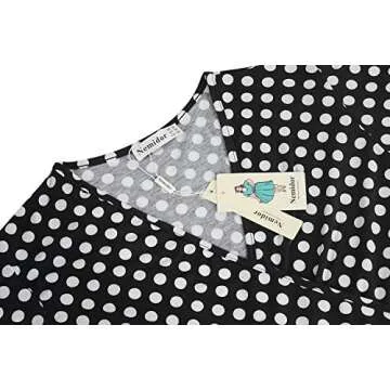 Nemidor Women's V-Neckline Stretchy Casual Midi Plus Size Bridesmaid Vintage Dress NEM073 (26,Black Dot)