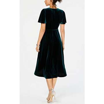 Elegant Velvet Pleated Midi Party Dress for Women