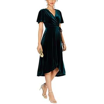 Elegant Velvet Pleated Midi Party Dress for Women