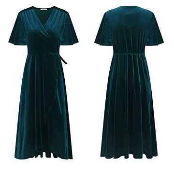 Elegant Velvet Pleated Midi Party Dress for Women