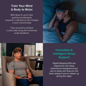 MUSE S (Gen 1): The Brain Sensing Headband - Overnight Sleep Tracker & Meditation Device - Multi Sensor Monitor with Responsive Sound Feedback Guidance from Brain Wave, Heart, Body & Breath Activity