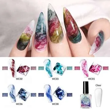 BORN PRETTY Marble Nail Polish Blooming Watercolor Nail Polish Marble Ink For Nails Flower Marble Autumn Fall Winter Manicure Design Blossom Polish Nail Ink Manicuring Kit Nail Varnish 15ML 6PCS
