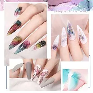 BORN PRETTY Marble Nail Polish Blooming Watercolor Nail Polish Marble Ink For Nails Flower Marble Autumn Fall Winter Manicure Design Blossom Polish Nail Ink Manicuring Kit Nail Varnish 15ML 6PCS