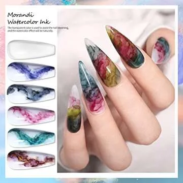 BORN PRETTY Marble Nail Polish Blooming Watercolor Nail Polish Marble Ink For Nails Flower Marble Autumn Fall Winter Manicure Design Blossom Polish Nail Ink Manicuring Kit Nail Varnish 15ML 6PCS