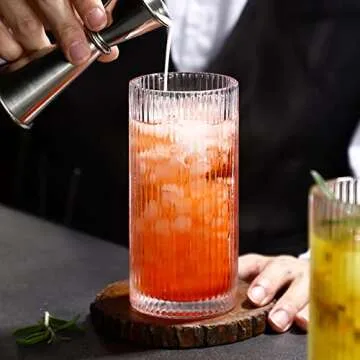 Elegant ALINK Glass Cups with Straws Set – 4pcs