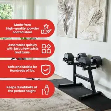 Nuobell Adjustable Dumbbell Rack and Stand. Perfect Home-Gym Dumbell Rack for At-Home Nuobell Workouts. Safe, Convenient and Prevents Accidents. This is a Nuobell Dumbbell Rack Stand Only, No Weights
