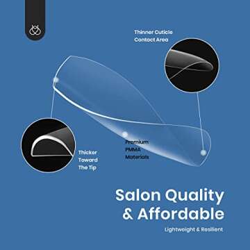 Beetles Gel Tips Refill Pack Coffin Long Shape, 200pcs NO.1 Separate Size Pre-shaped Clear Full Cover False Nails, Easy Nail Extensions Acrylic Nails False Press on Nail Tips Fast Nails Art Easy DIY