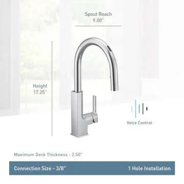 Moen STO Chrome Smart Faucet - Touchless & Voice Controlled