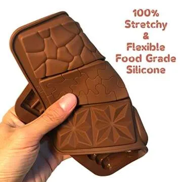 C-CO 6 in 1 Silicone Break Apart Chocolate Bar Mold, Silicone Molds for Wax Melts Non Stick Homemade Protein and Energy Bar Mould, Pack of 2