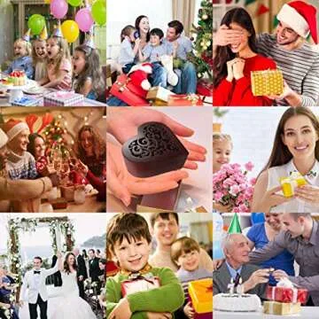 Pursuestar La Vie En Rose Music Box, Heart Shaped Vintage Hollow Out Wood Mechanism Wind Up Musical Box Gifts for Birthday Christmas Wedding Valentine's Day