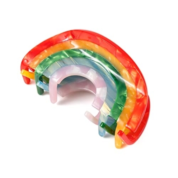 Vibrant Rainbow Hair Claw Clip for All Hair Types