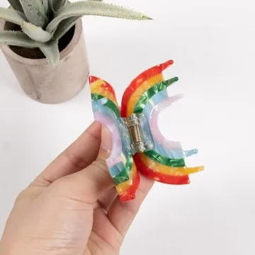 Vibrant Rainbow Hair Claw Clip for All Hair Types