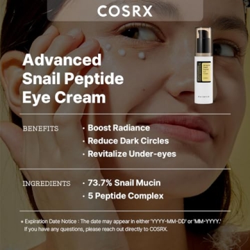 COSRX Snail Peptide Eye Cream for Dark Circles and Aging