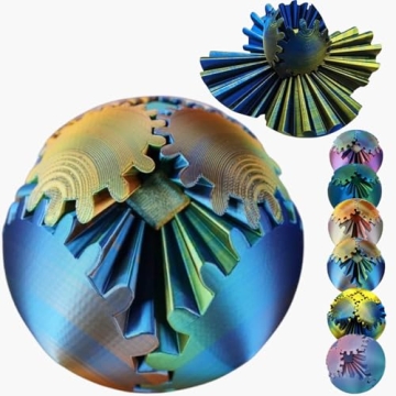 Gear Ball, 4.2in 3D Printed Gear Ball Spin Ball Cube Fidget Toys, Gear Sphere, Gear Balls Fidget Toy...