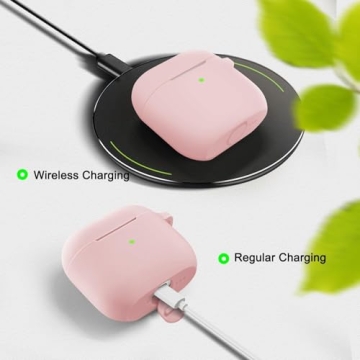 Woyinger for Airpods 4th Case Cover, Come with Cleaner Kit,Soft Skin Silicone Case Cover with Keychain, Full Protective Case for Men and Women, Compatible with AirPods 4th Generation Case(Pink)