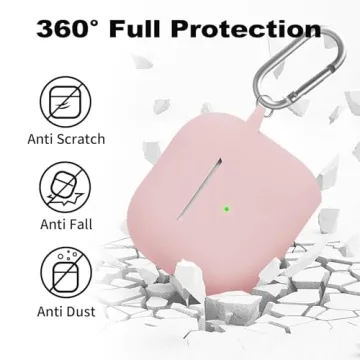 Woyinger for Airpods 4th Case Cover, Come with Cleaner Kit,Soft Skin Silicone Case Cover with Keychain, Full Protective Case for Men and Women, Compatible with AirPods 4th Generation Case(Pink)