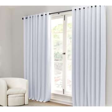 ROSE HOME FASHION Primitive Linen Look,100% blackout curtain(with Liner)White &Thermal Insulated Liner,Grommet Curtains for Living Room/Bedroom,burlap curtains-Set of 2 Panels(50x96 White)p2