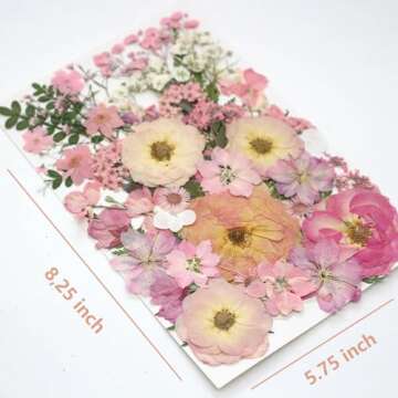 AHTONG 14 Types Pink Dried Pressed Flowers for Craft, Leaf Plant Herbarium for Resin Molds Jewelry Making Floral Decors (Peach Fuzz)