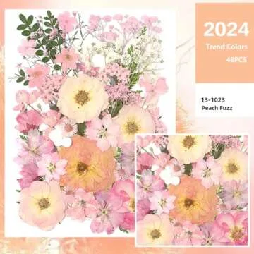 AHTONG 14 Types Pink Dried Pressed Flowers for Craft, Leaf Plant Herbarium for Resin Molds Jewelry Making Floral Decors (Peach Fuzz)