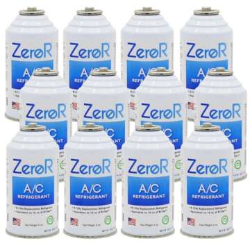 ZeroR AC Refrigerant | R134a Replacement | 12 Cans for AC Recharging