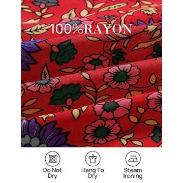 ZESICA Women's Summer Wrap V Neck Bohemian Floral Print Ruffle Swing A Line Beach Mini Dress,Red,Medium