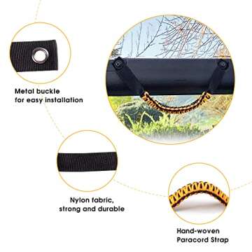 BESTAOO Roll Bar Grab Handles Paracord Grip Handle for Ford Bronco Accessories 2021 2022 2023 2024 2025, 2 Pack (Yellow)