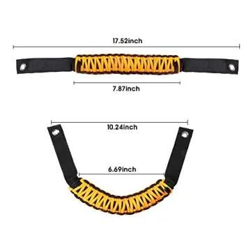 BESTAOO Roll Bar Grab Handles Paracord Grip Handle for Ford Bronco Accessories 2021 2022 2023 2024 2025, 2 Pack (Yellow)