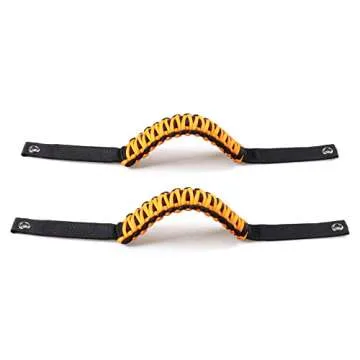 BESTAOO Roll Bar Grab Handles Paracord Grip Handle for Ford Bronco Accessories 2021 2022 2023 2024 2025, 2 Pack (Yellow)