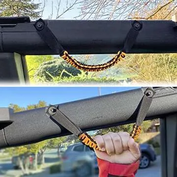 BESTAOO Roll Bar Grab Handles Paracord Grip Handle for Ford Bronco Accessories 2021 2022 2023 2024 2025, 2 Pack (Yellow)