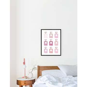 HAUS AND HUES Glam Wall Art Eau De Parfum Blush Pink Wall Decor Fashion Wall Art for Women Pink Wall Art for Bedroom Vanity Room Wall Art Pink Posters & Glam Decor for Wall UNFRAMED 12” x 16”