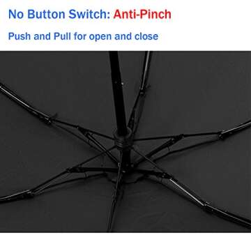Ke.movan Travel Compact Umbrella Windproof Mini Sun & Rain Umbrella Ultra Light Parasol - Fits Men & Women, Gift Choice (Black)