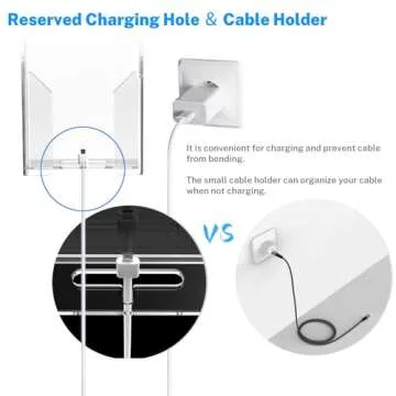 Crpich Wall Mounted Phone Holder, Acrylic Phone Cradle with 3M Transparent Tapes, Clear Phone Stand with Reserved Charging Hole, Compatible with iPhone and Android Smartphone, Bedside Organizer, 1Pack