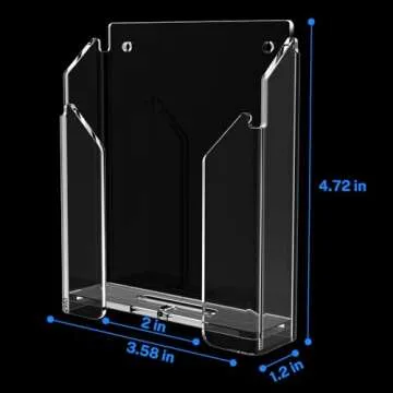 Crpich Wall Mounted Phone Holder, Acrylic Phone Cradle with 3M Transparent Tapes, Clear Phone Stand with Reserved Charging Hole, Compatible with iPhone and Android Smartphone, Bedside Organizer, 1Pack