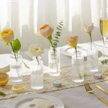 ComSaf Small Vases for Flowers Mini Clear Glass Bud Vases in Bulk, Mini Flower Vase, Vases for Cente...