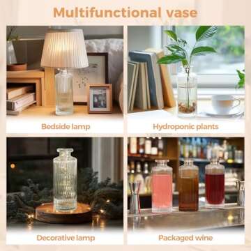 ComSaf Small Vases for Flowers Mini Clear Glass Bud Vases in Bulk, Mini Flower Vase, Vases for Centerpiece, Ribbed Vases Set, Wedding Table Ceterpiece, Home Decor, Housewarming Gift (Clear)