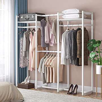 Tribesigns Garment Rack Heavy Duty Clothes Rack, Free Standing Closet Organizer with Shelves and Han...